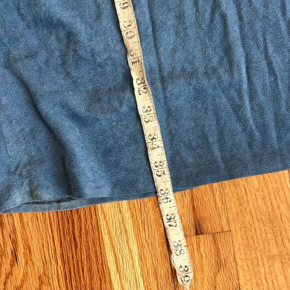 Vintage Ultrasuede Cap Sleeve Blue Dress P2P:16-18” pintuck belted shirt dress - Picture 11 of 12